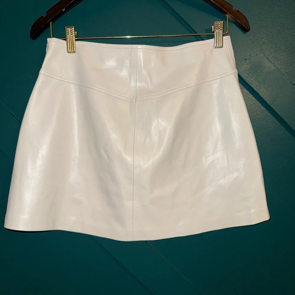 sundays Cream Faux Leather Mini Skirt - Picture 2 of 5